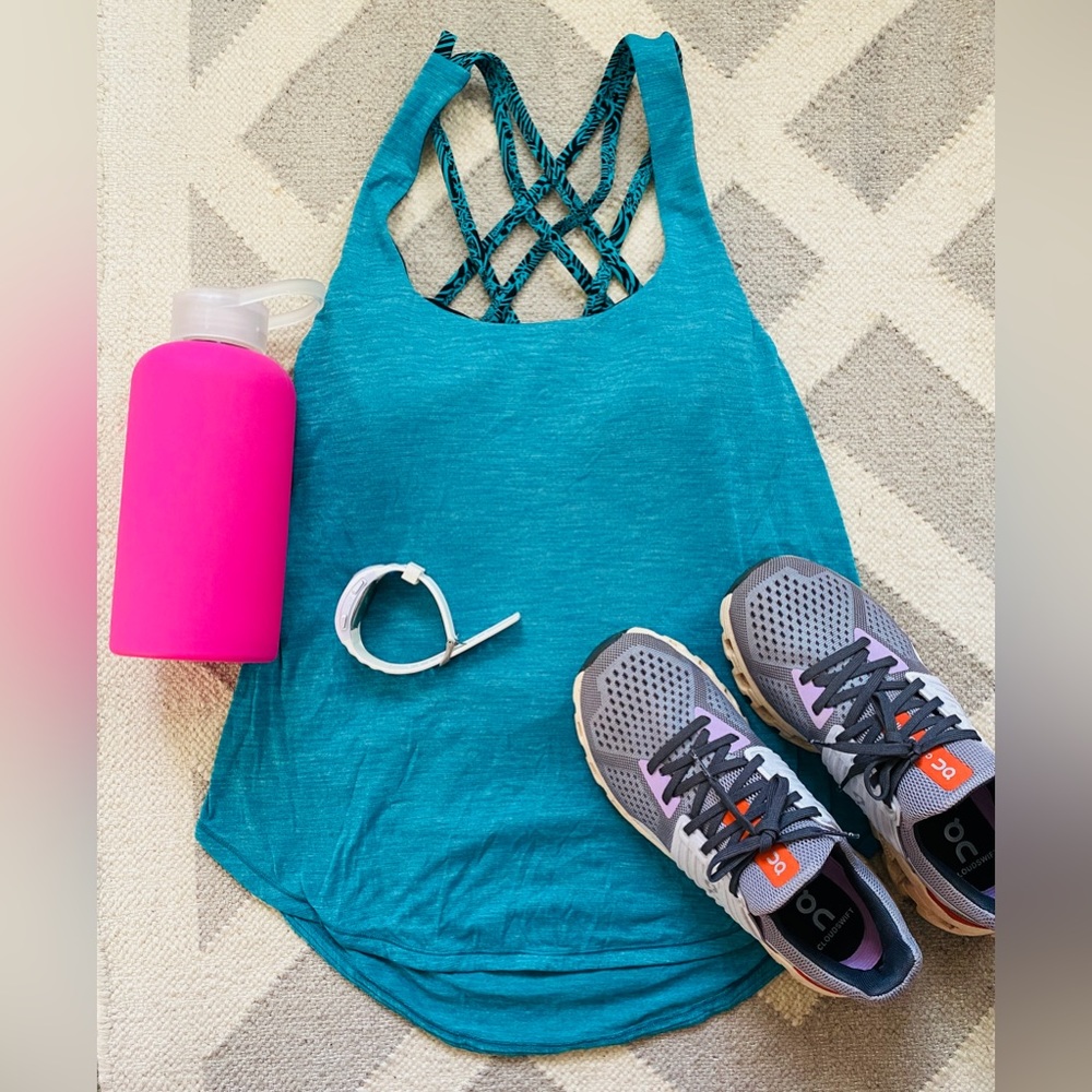 EUC Lululemon No Limits Tank Top Shelf Bra Size 6 Teal